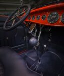 12 1932 Ford Roadster cockpit stitched shifter navy leather interior