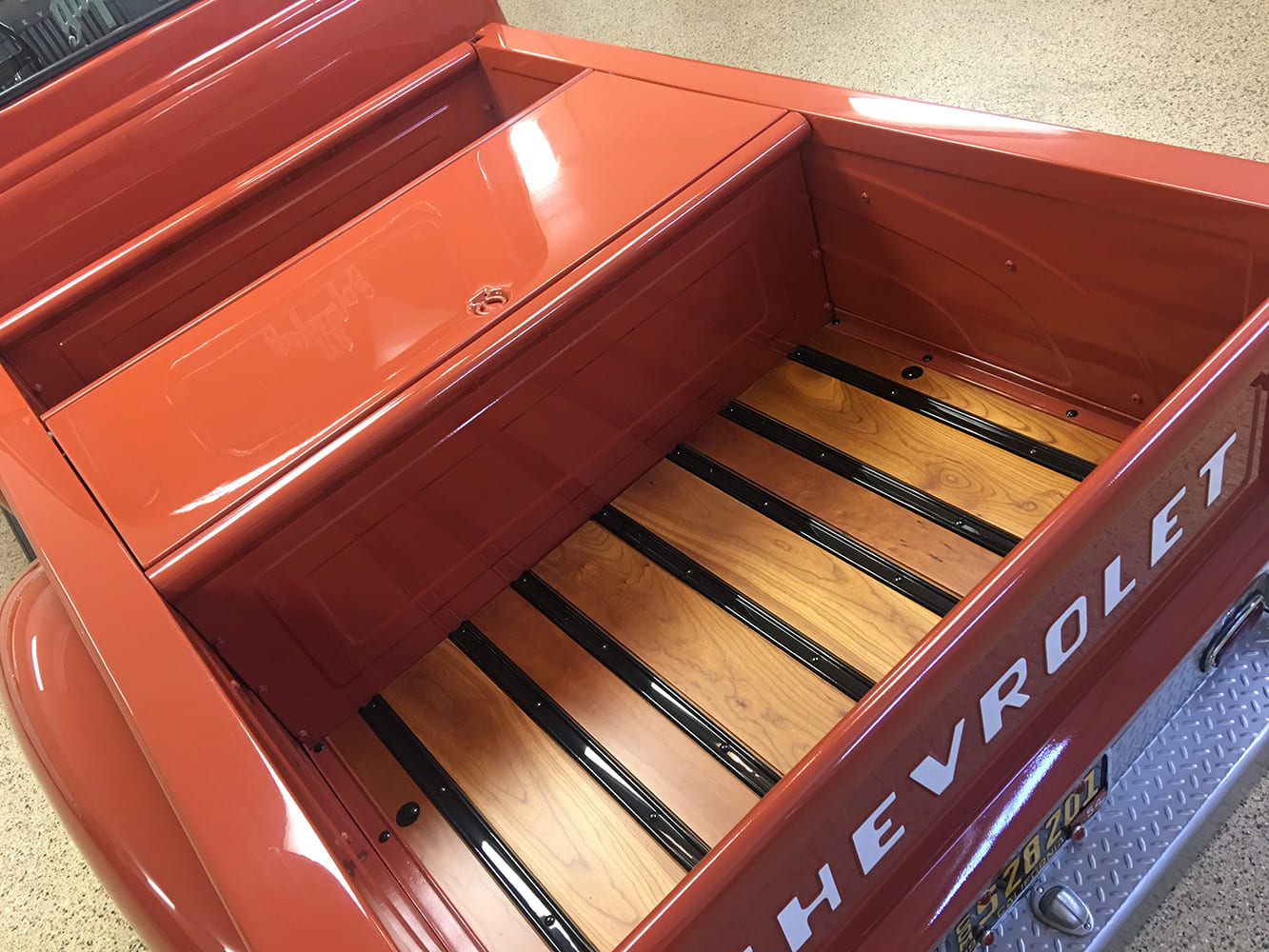 12 1954 Chevrolet 3100 custom wood bed polished slats hidden compartment classic pickup