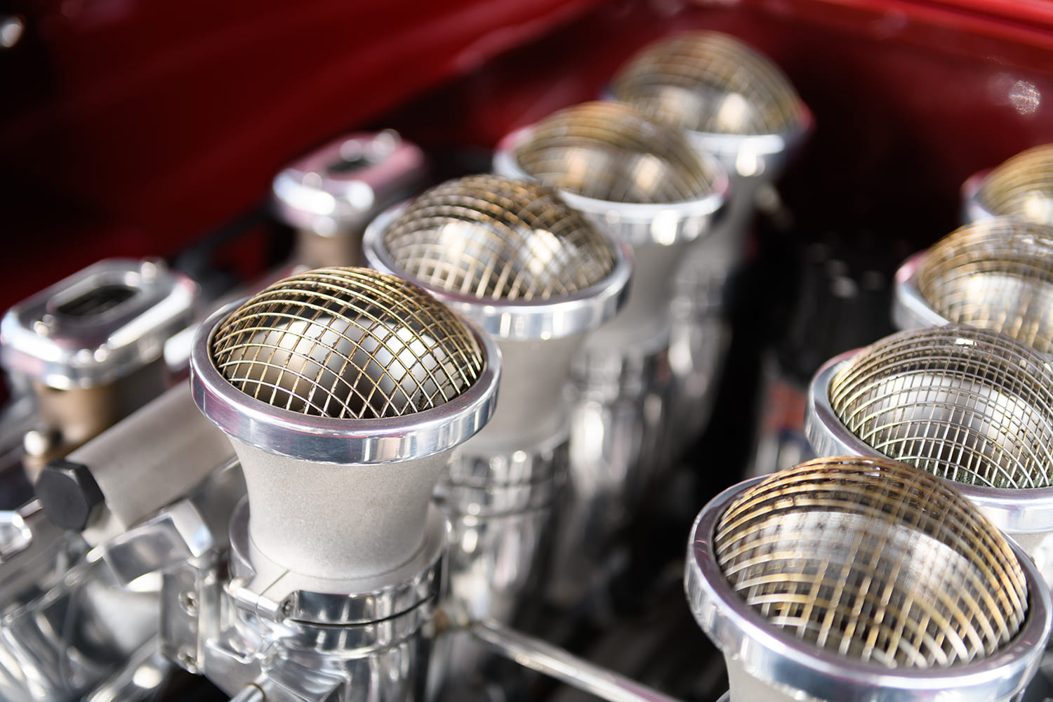 12 1955 chevy carburetors equipped with mesh air filters