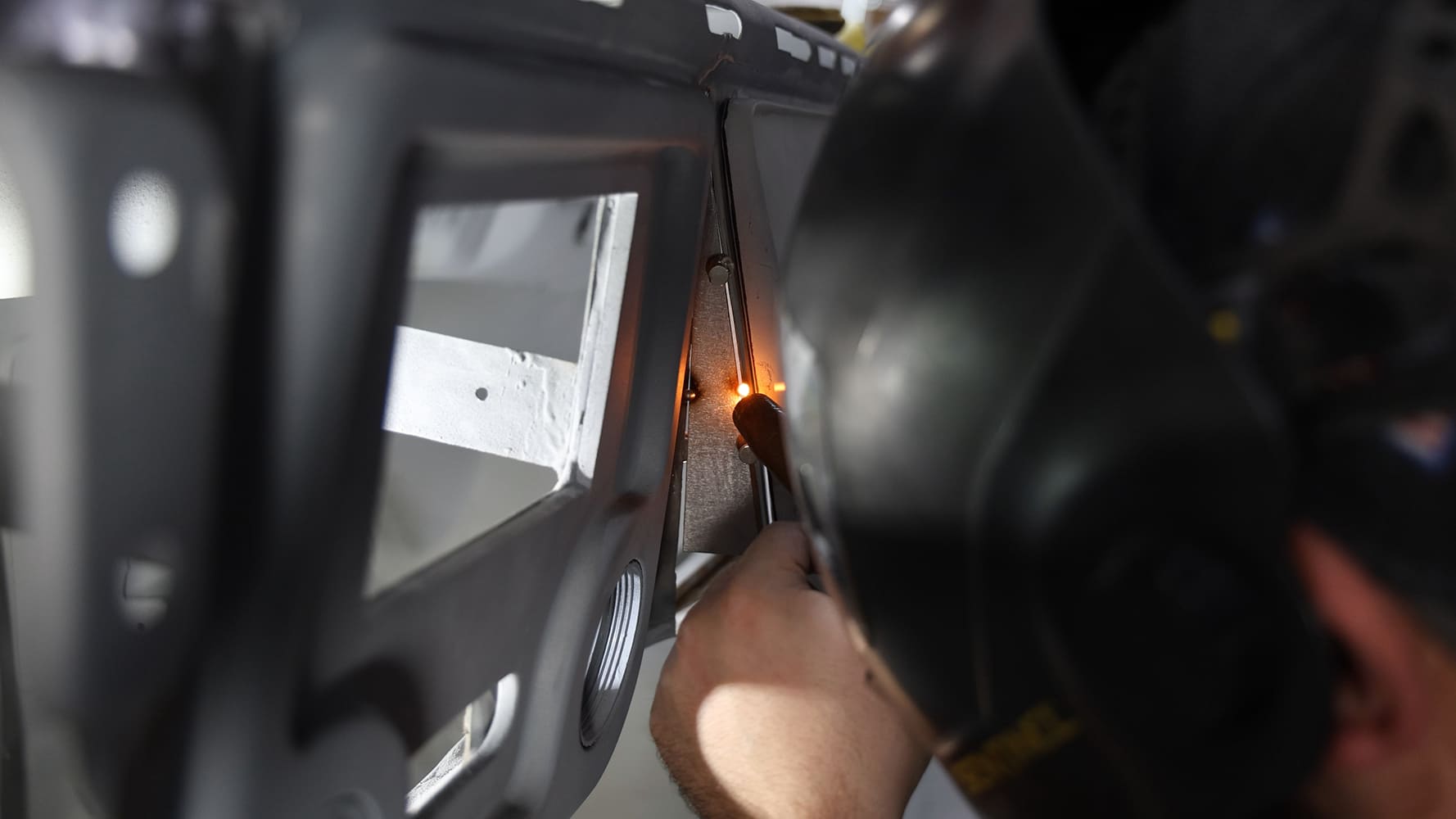 14 tack welding new filler panel on 67 72 c10 dash corner