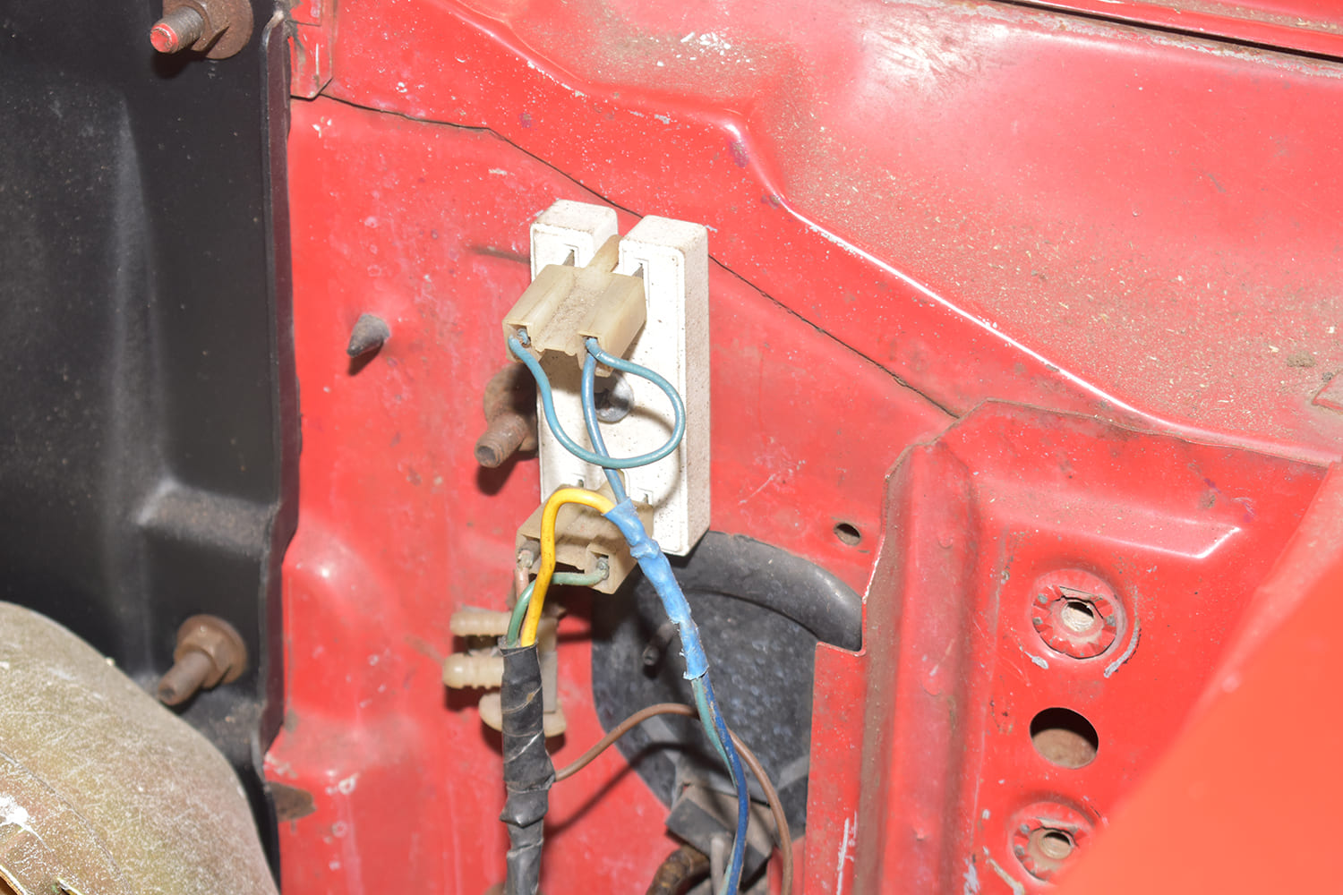 15 Vintage ceramic firewall junction block with spade connectors common in 1960s Mopar wiring