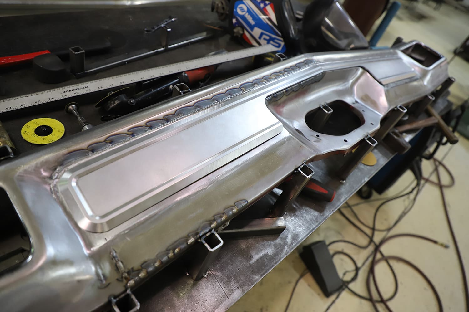17 Billet inserts CNC machined for custom bumper panels on 1970 Chevelle
