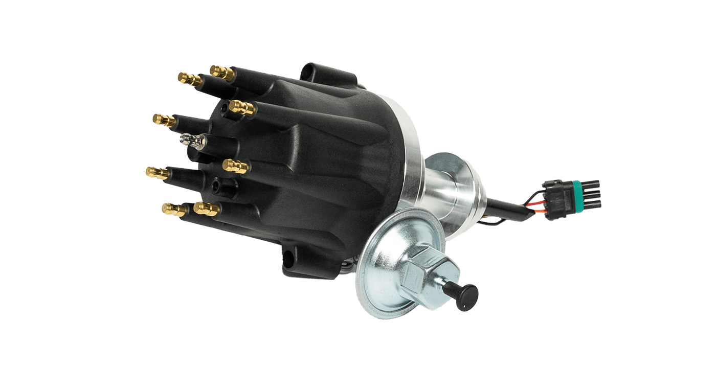 18 Black cap electronic distributor with vacuum advance for FiTech timing control integration