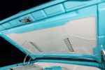 20 1973 Chevy C10 underhood detail white vented panel turquoise paintwork