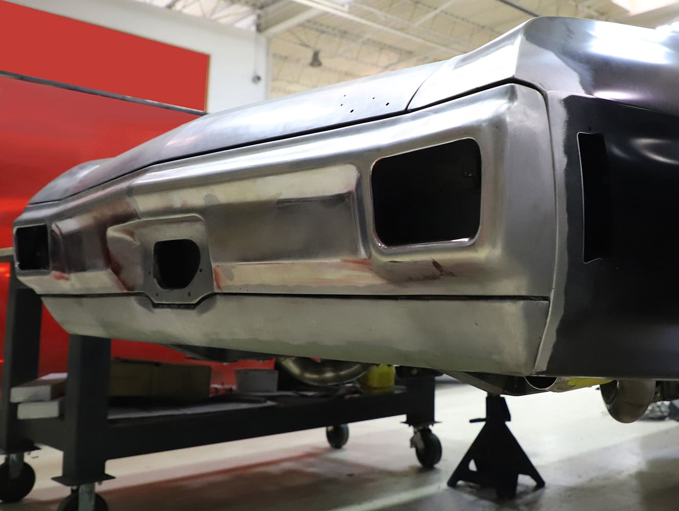 20 Rear valance integrated into 1970 Chevelle bumper with cleco pins for final mock up