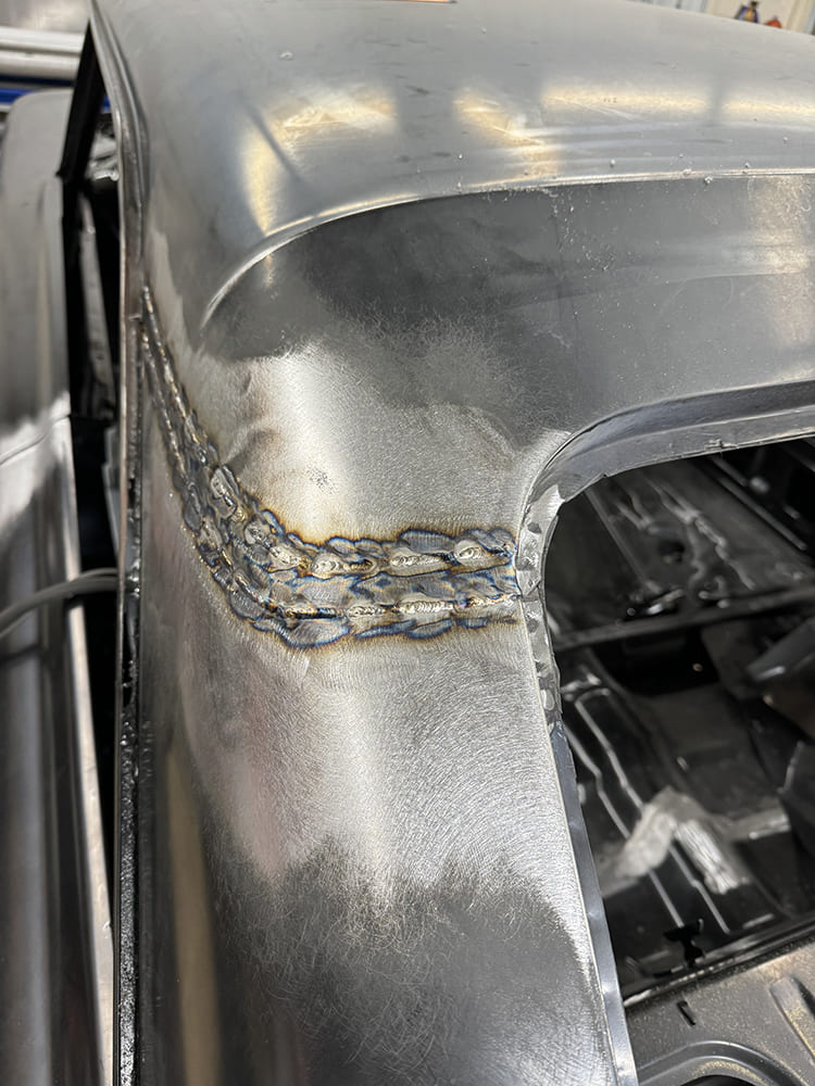 20 Roof seam and sail panel welds on 1963 Galaxie showing TIG finish and heat marks