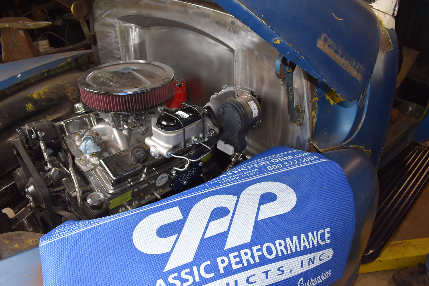 21 cpp electroboost install complete 1955 59 chevy task force truck engine bay