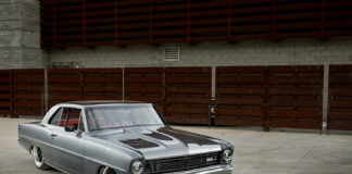 001 1966 Chevy Nova Pro Touring with carbon hood billet grille and lowered stance