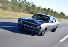 001 1968 Chevy Nova fully customized Nova X build with aggressive front fascia and halo headlights