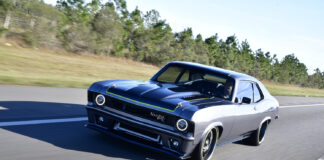 001 1968 Chevy Nova fully customized Nova X build with aggressive front fascia and halo headlights