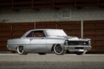 002 1966 Chevy Nova silver metallic with black accents and aggressive autocross setup