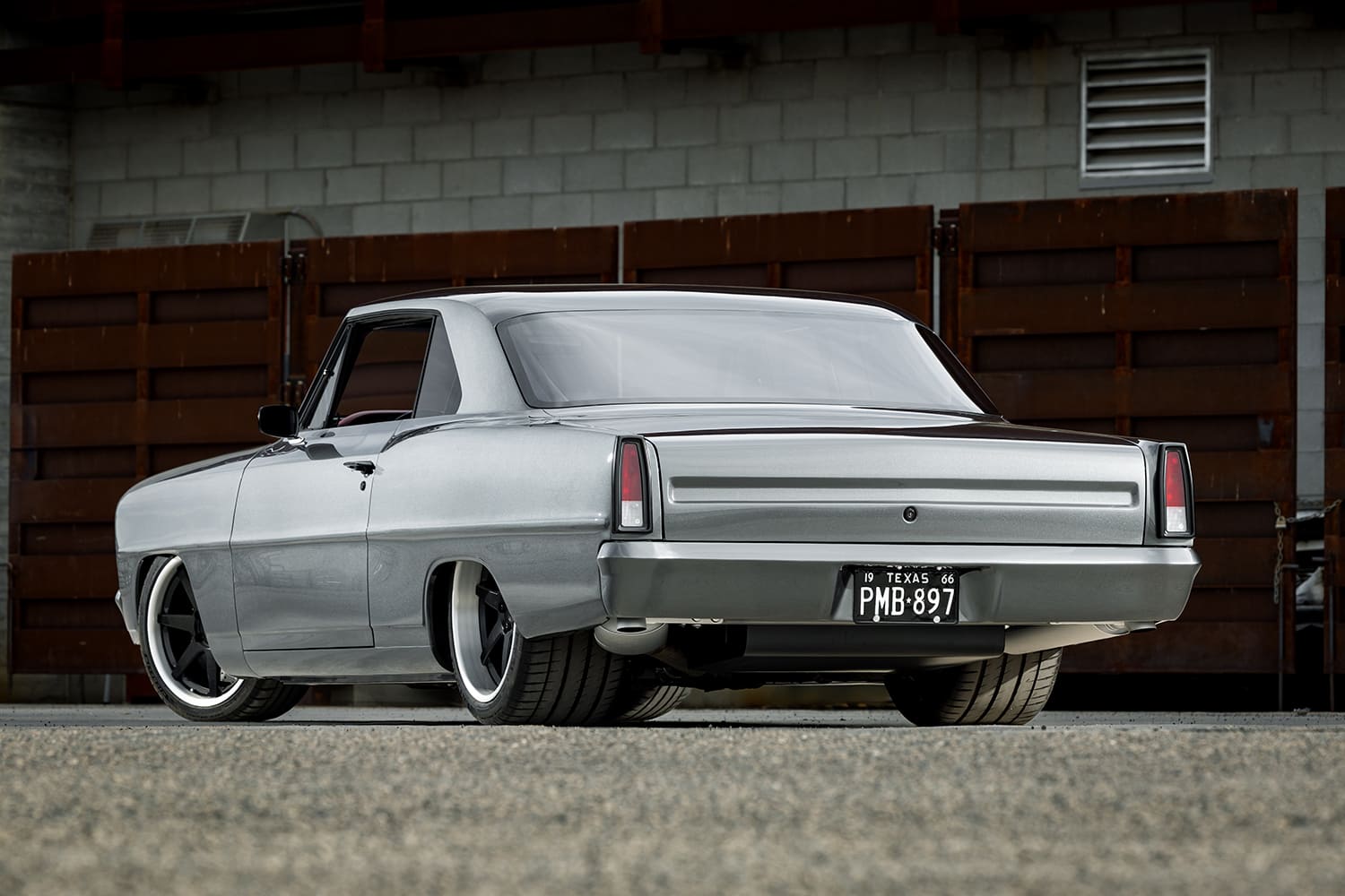 004 1966 Chevy Nova with shaved rear custom bumper and flush mounted taillights