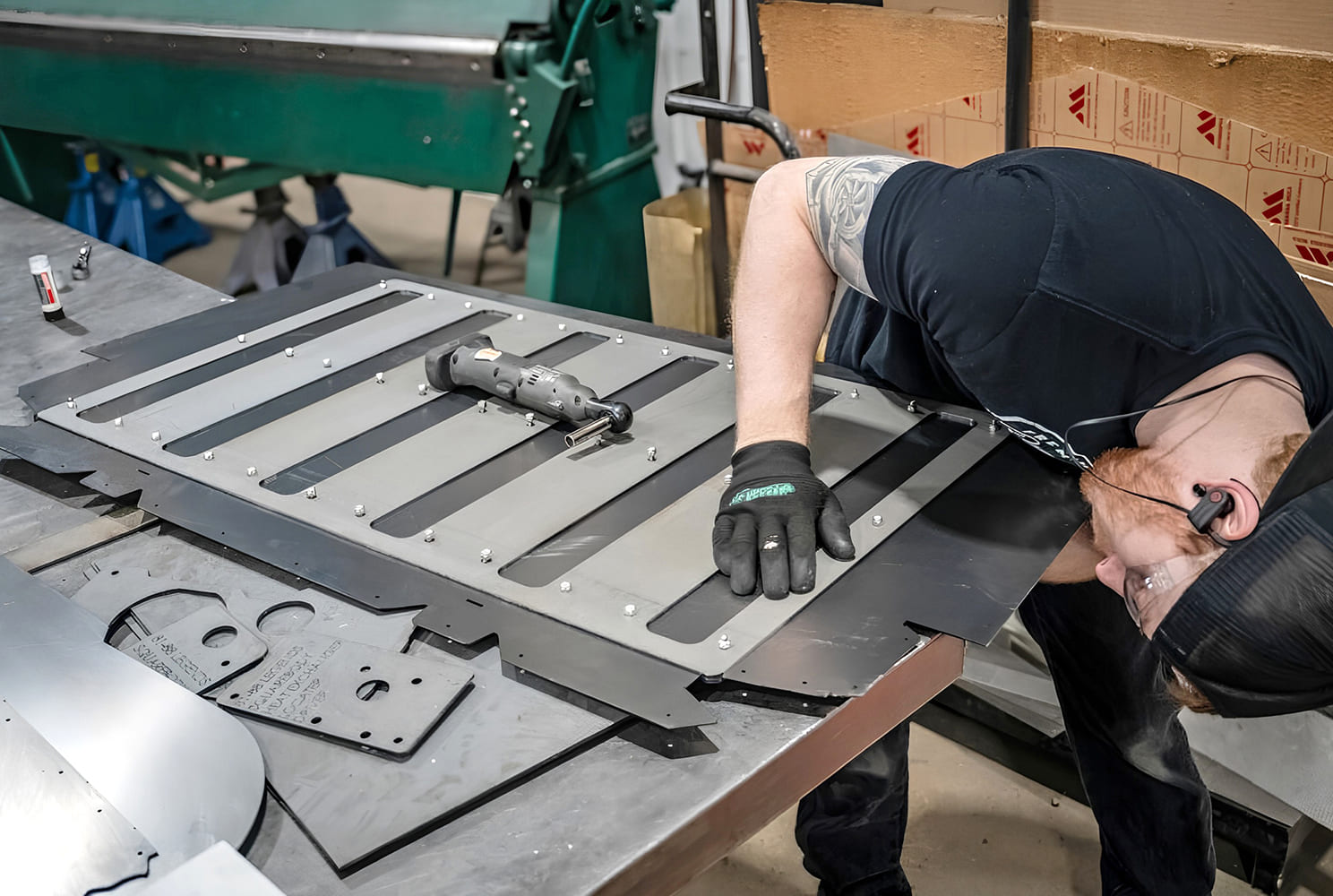 007 1968 Camaro trunk floor fabrication in progress featuring bead rolled sheetmetal panel
