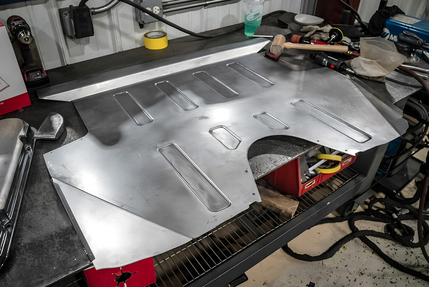 015 1968 Camaro trunk floor panel bead rolled with transmission tunnel clearance notch