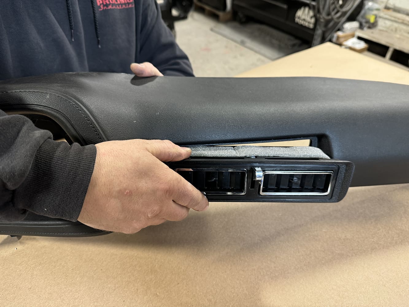 016 Fitting AC vent bezel into dash pad opening on the 1971 Camaro