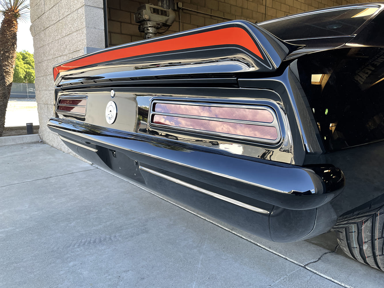021 1969 Camaro rear bumper installed flush to body with sleek tucked profile and custom paint