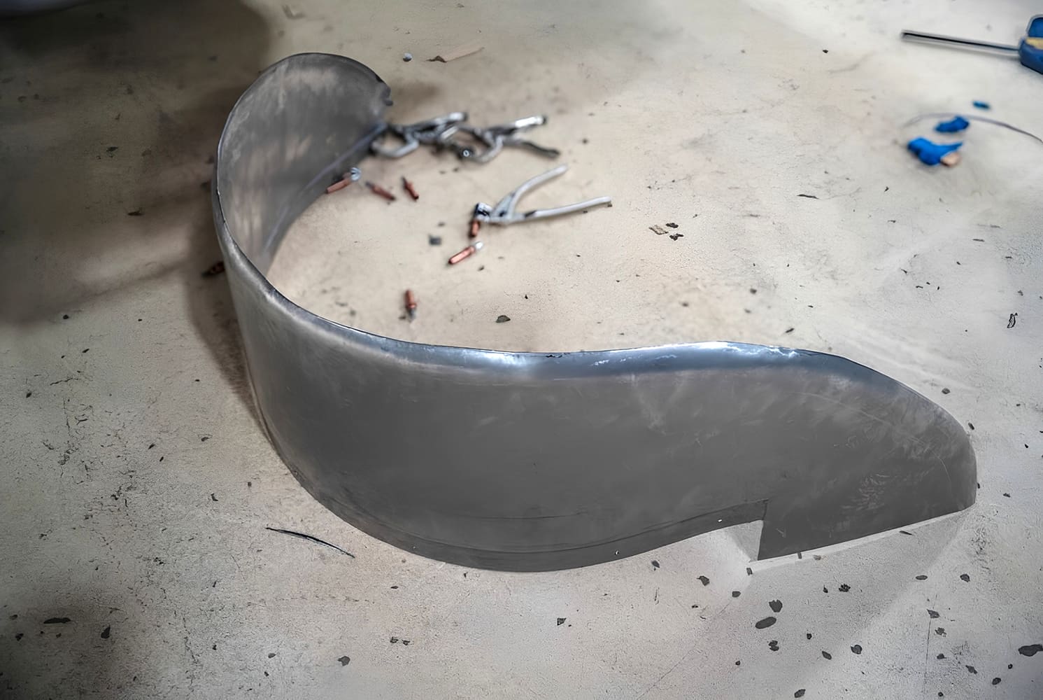 024 Fabricated rear mini tub section shaped and smoothed for a 1971 Camaro
