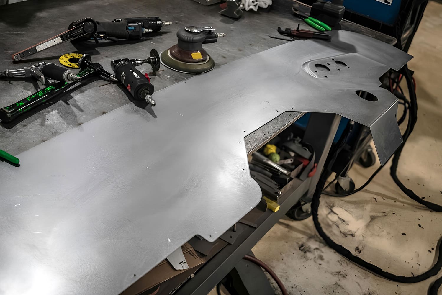 028 Precision cut firewall panel prepped for install in a 1971 Camaro with HVAC provisions