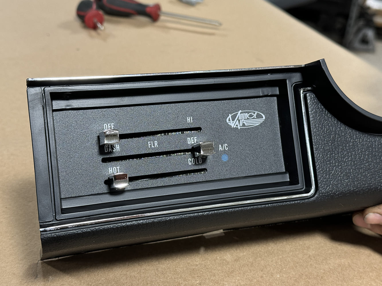 032 Completed Vintage Air slider panel mounted in the dash of a 1971 Camaro