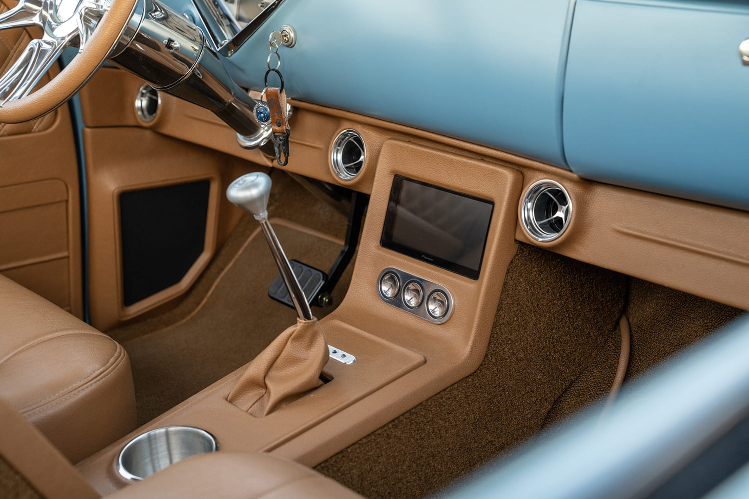 07 1957 Chevy custom door panels with stitched leather and speaker insert