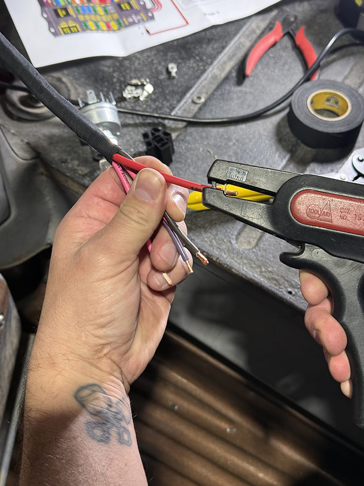 08 stripping and prepping wire ends for 1948 chevy harness