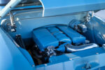 11 1957 Chevy truck LS engine swap with smoothed firewall and custom turquoise paint matched coil covers