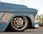 12 1957 Chevy truck Baer brakes behind polished billet wheels and custom front suspension
