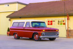 15 1966 Chevy Suburban patina copper white roof chrome grille steel wheels classic SUV stance