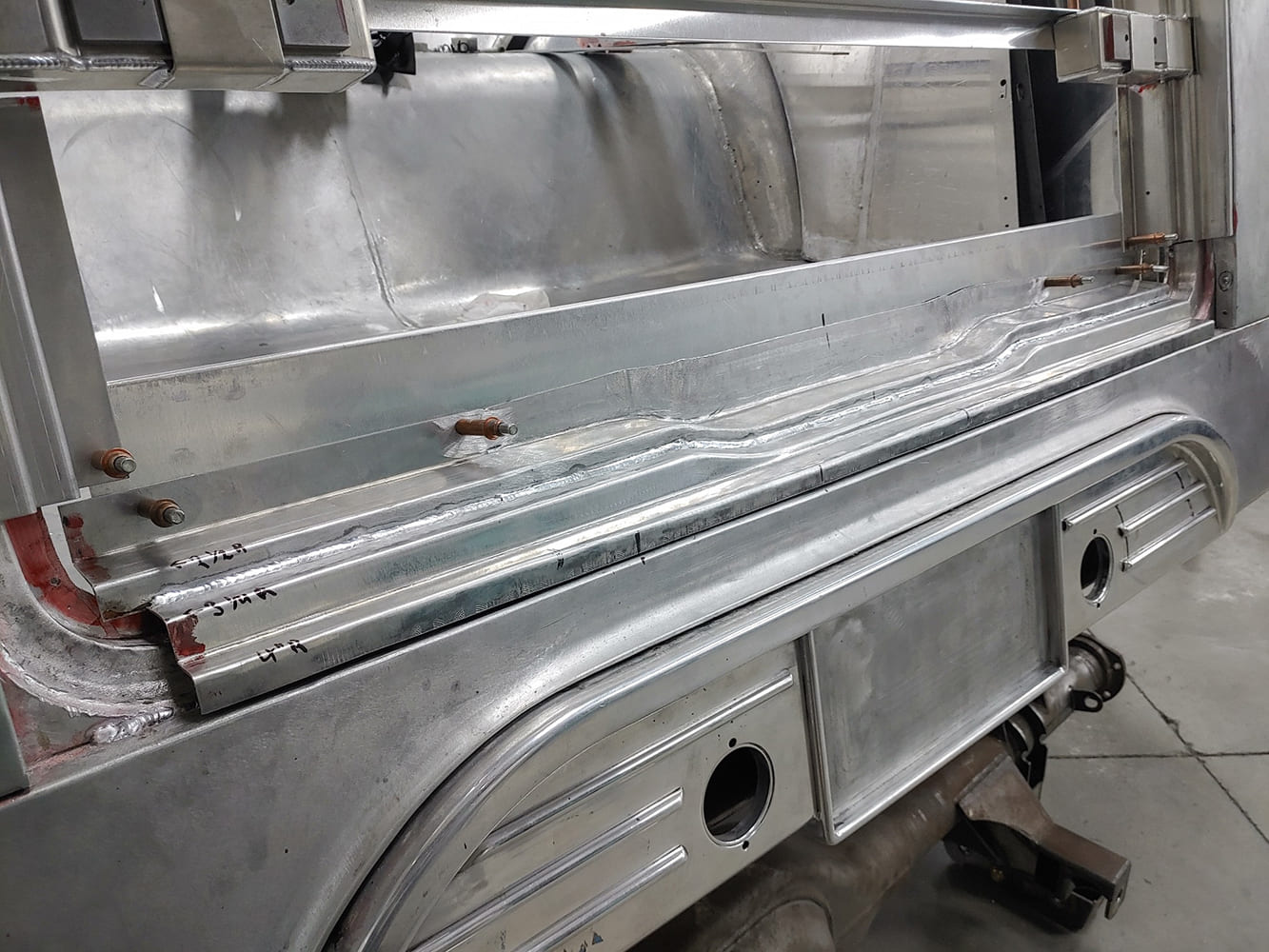 17 1938 Divco tailgate panel aluminum assembly with bead detailing