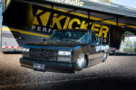 17 1988 Chevrolet C1500 “BLKNMLD” bagged truck custom Kicker audio low stance blacked out front