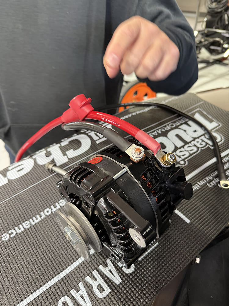 20 Powermaster alternator wired with heavy gauge charge and ground cables for 1948 Chevy truck