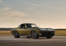 001 1963 Corvette restomod matte gold Forgeline wheels carbon side exhaust split window