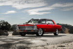 002 1966 Chevy Nova front view shows billet grille clear lenses and mirror polished chrome accents