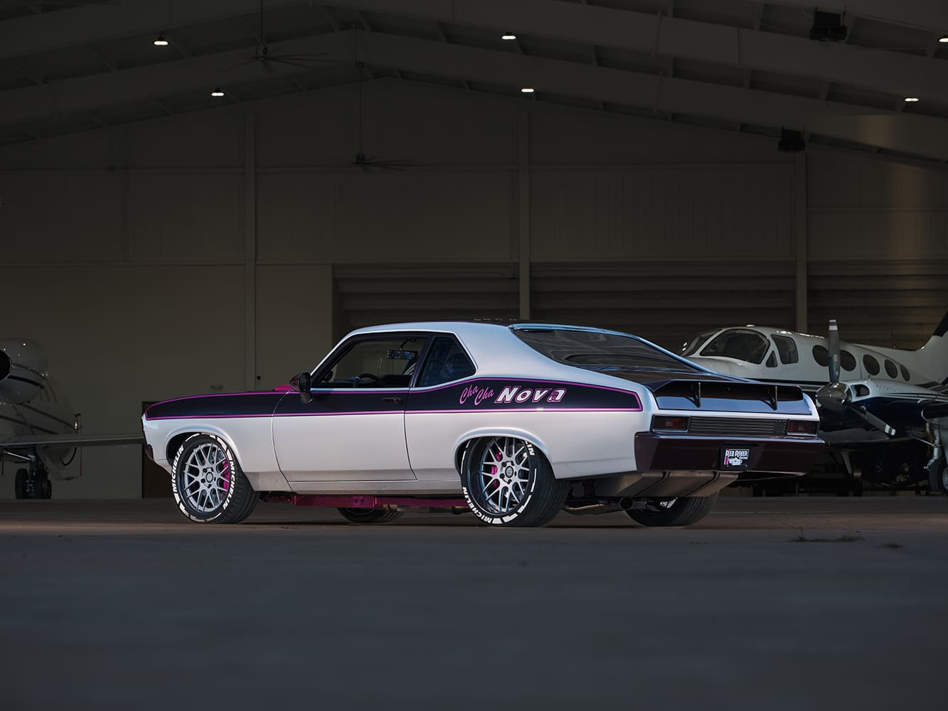 005 1969 Chevy Nova rear showcases LED taillights and integrated spoiler
