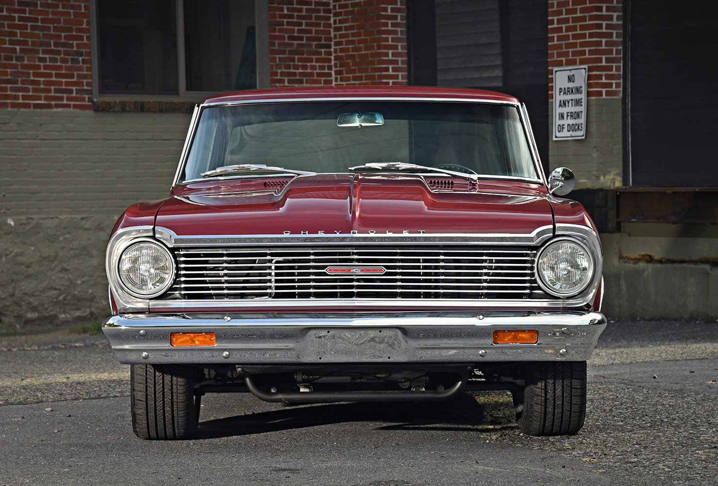 007 1965 Chevy Nova front grille with CHEVROLET badging and billet trim details