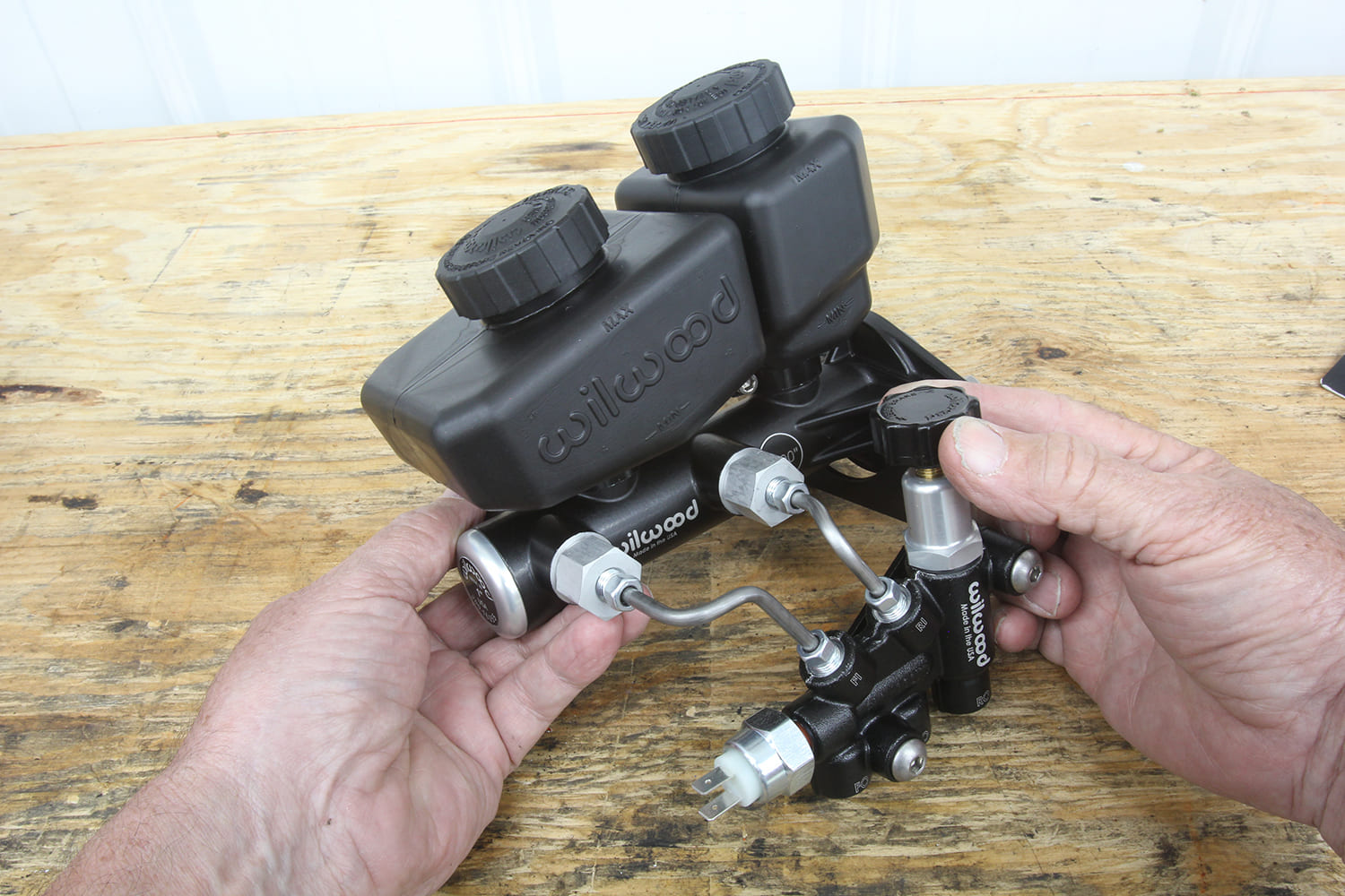 008 Dual Wilwood tandem master cylinders with integrated proportioning valve