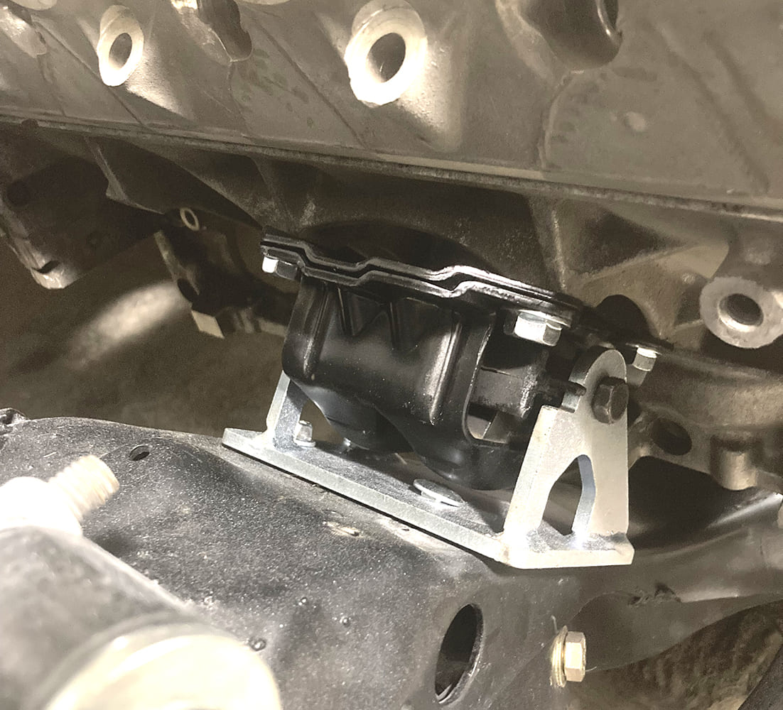 008 ls engine on frame bracket motor mount installed