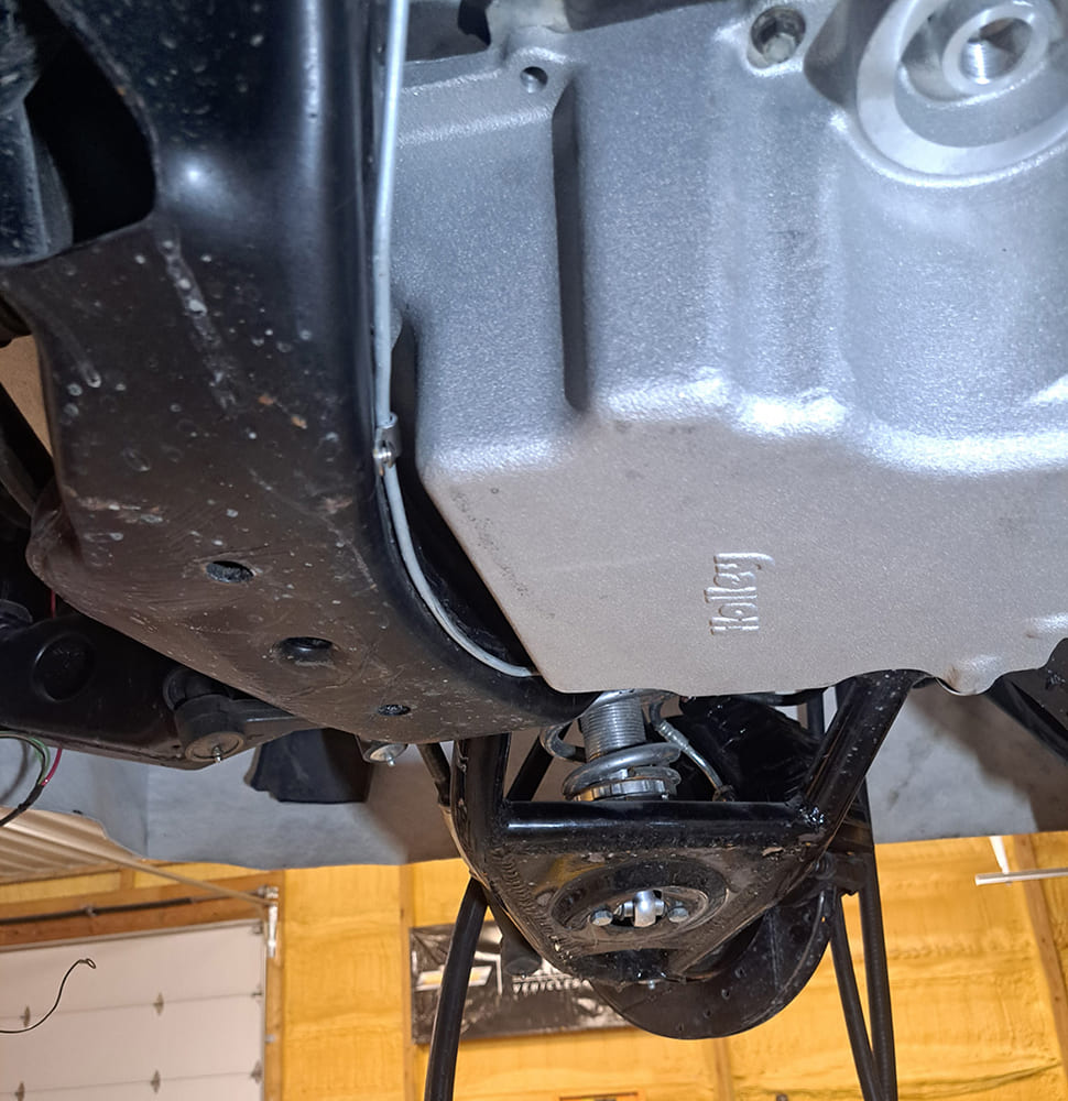 009 holley 302 3 oil pan installed crossmember clearance