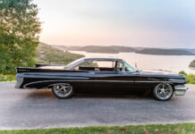 1959 Pontiac Catalina Rests on an AME Chassis 01 1959 Pontiac Catalina fully restored with deep black paint and staggered Billet Specialties wheels