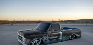 01 1970 Chevy C10 patina body air ride staggered chrome wheels