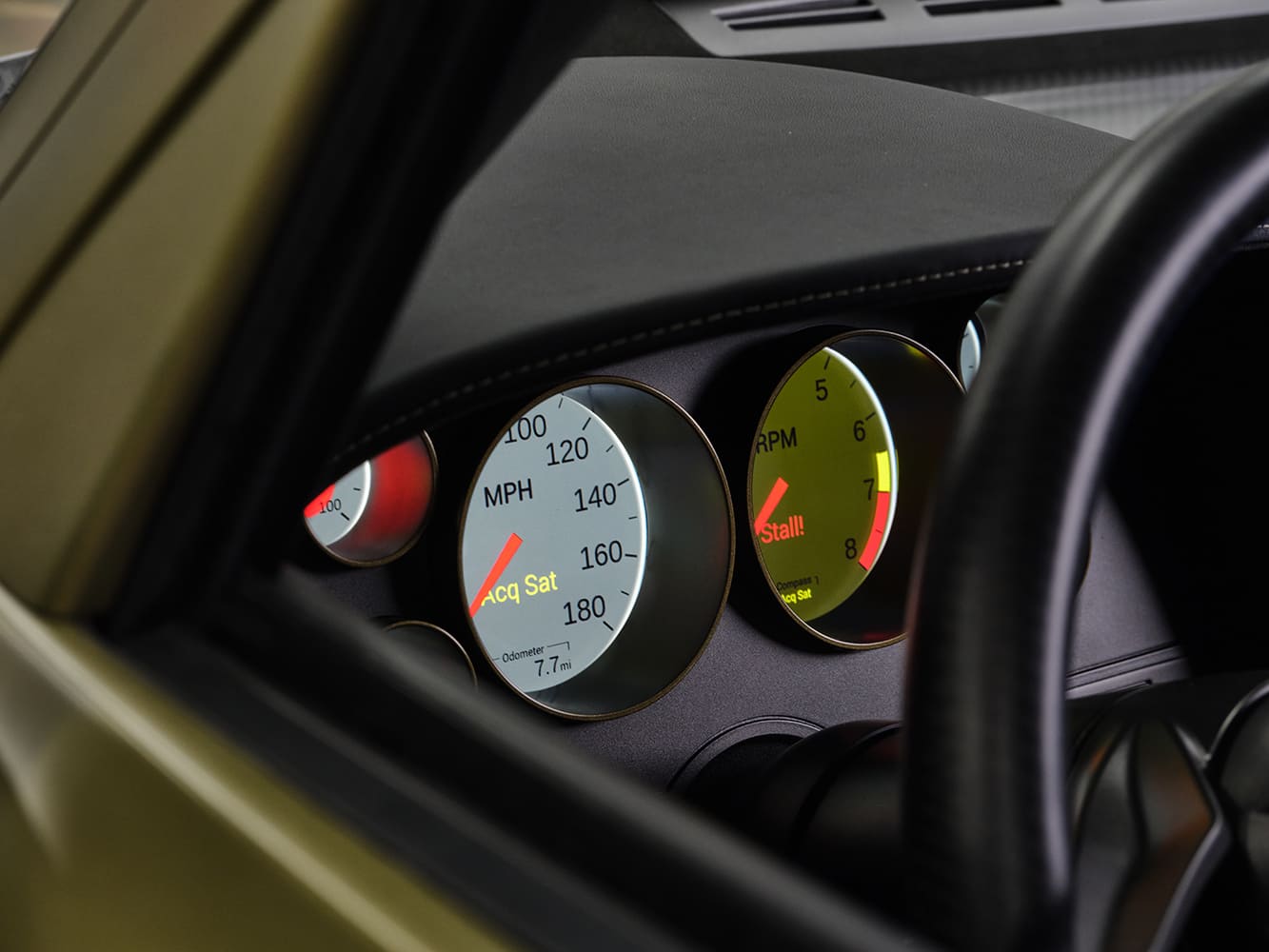 012 1963 Corvette restomod analog gauges Acq Sat speedometer RPM warning custom cluster