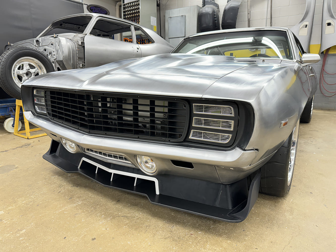 02 1969 Camaro billet grille LED headlight front end close up