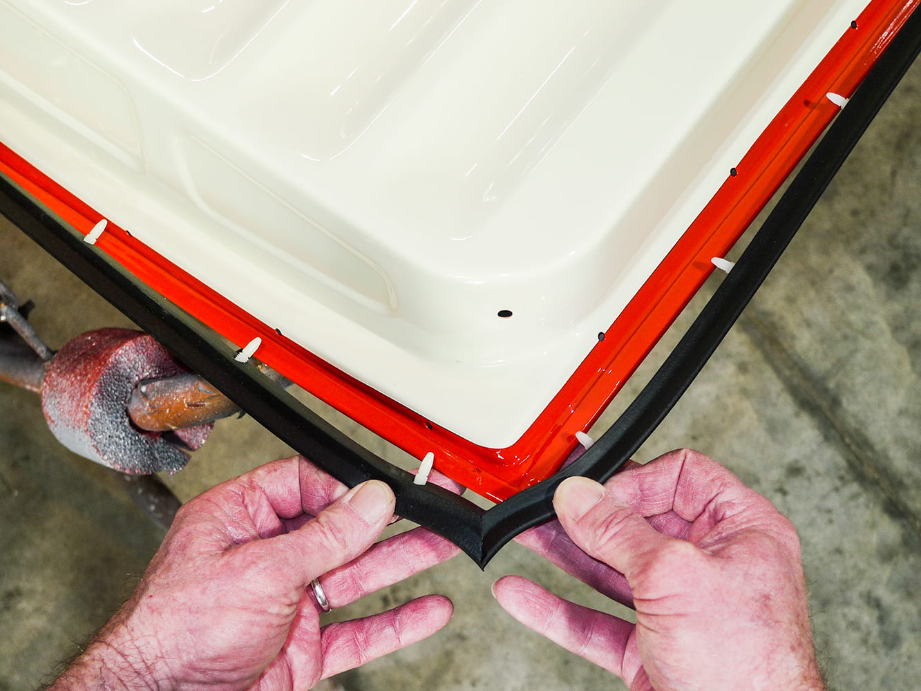 03 Chevy truck door weatherstrip alignment installation with plastic push clips