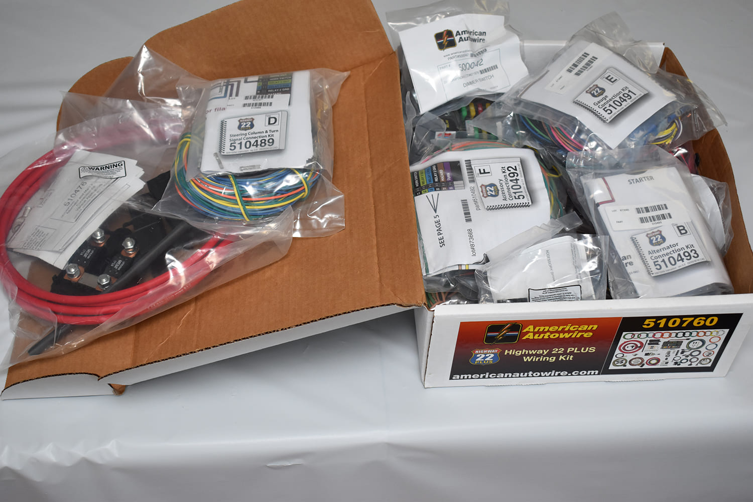 03 highway 22 plus wiring kit american autowire labeled component packs connectors organized in box