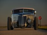 04 1936 Ford highboy front view showcasing V grille dropped axle and wide front tires