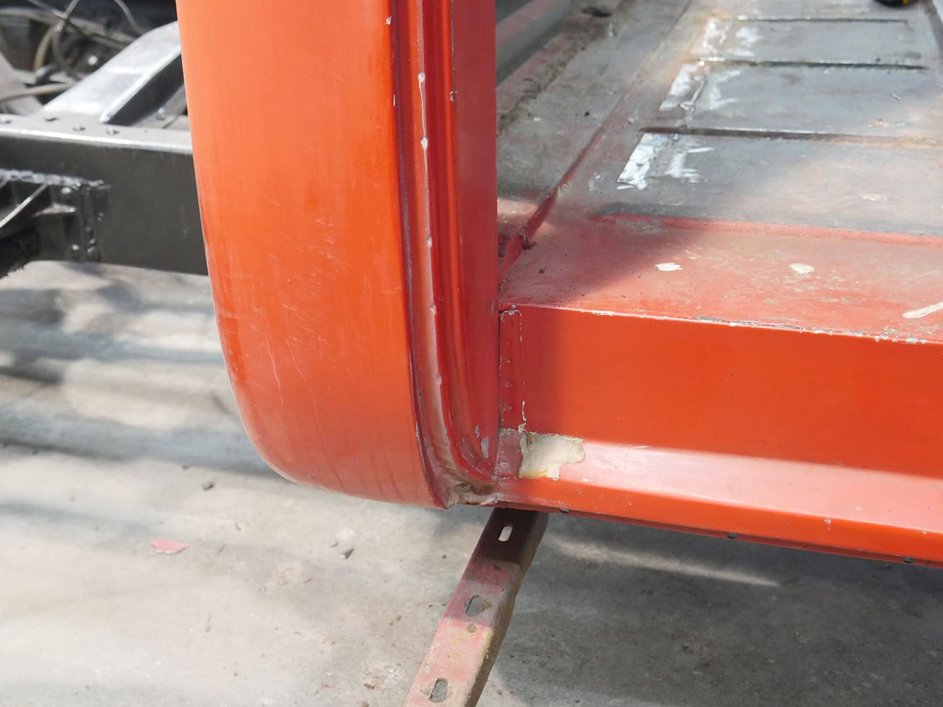 04 1956 Ford F 100 inner cab shows advanced rust damage and structural decay