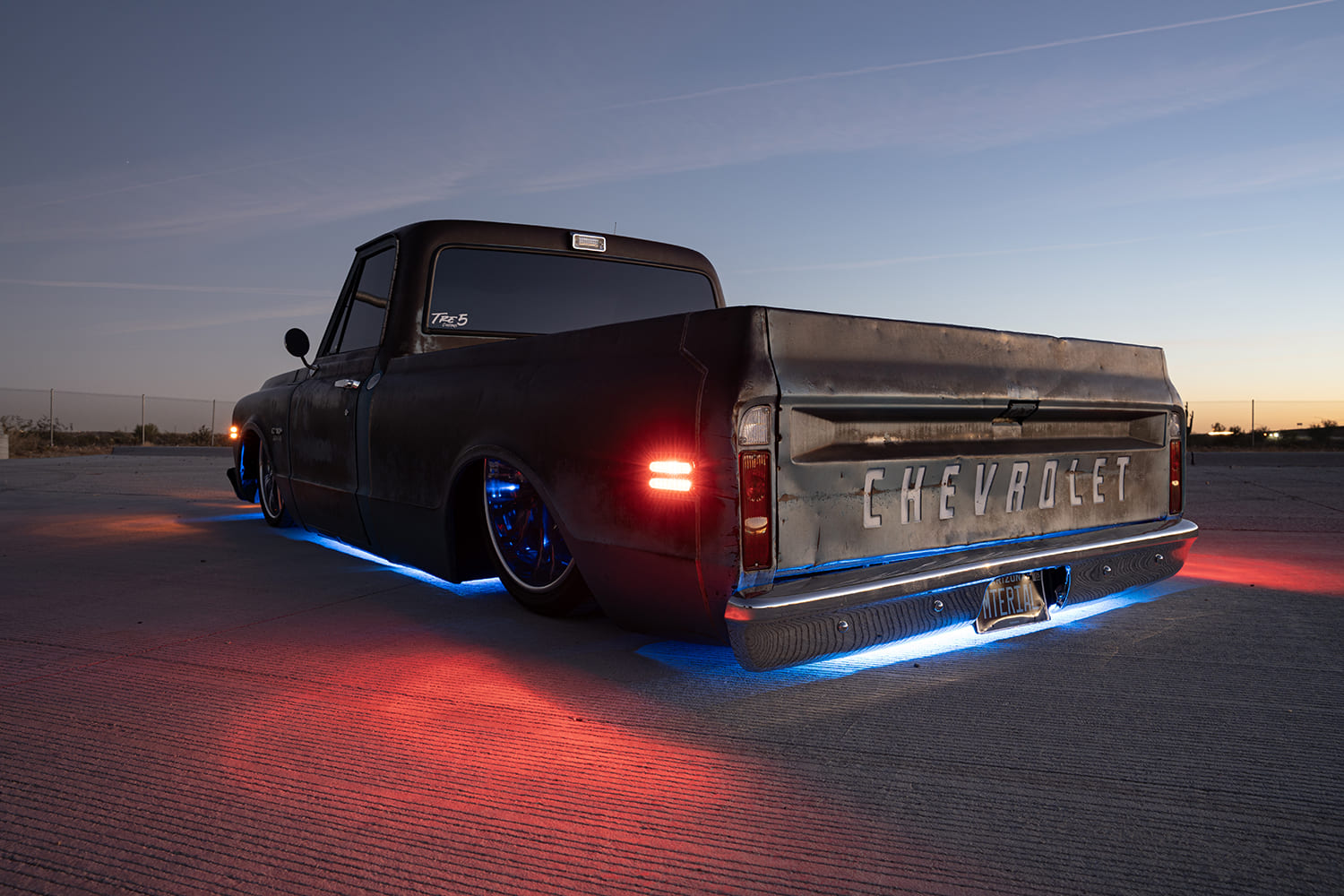 05 1970 Chevy C10 tailgate CHEVROLET emboss chrome bumper glow