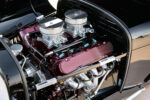08 1929 Ford Tudor engine bay with Holley EFI billet fuel rails and painted valve covers