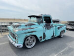 08 1957 Chevrolet Task Force in turquoise patina with wide five spoke wheels and custom trim