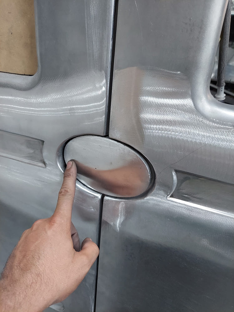 09 Divco shaved push button door release test fit flush mount metalwork